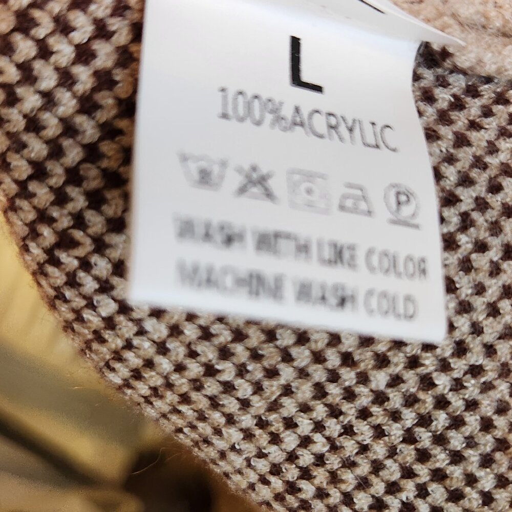 Floral Pattern Crew Neck Pullover Sweater Khaki L… - image 3